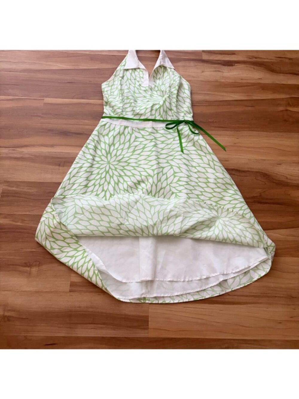 Yves Cossette Depeche Mode Women’s Size 12 Green White Floral Halter Fit Flare - Picture 7 of 13